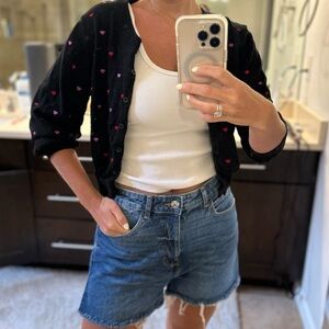 Black Heart Patterned Women's Cardigan